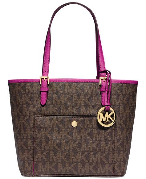 michael kors jet set snap pocket medium tote brown|michael kors medium tote bag.